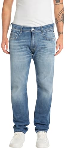 Replay Herren Jeans Rocco Comfort-Fit, Blau (Medium Blue 009-5), 36W / 32 im Sale